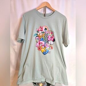 🌟 Handmade Disney Daisy Duck Tee – DTF Transfer Y2K Graphic Pastel Green Unisex